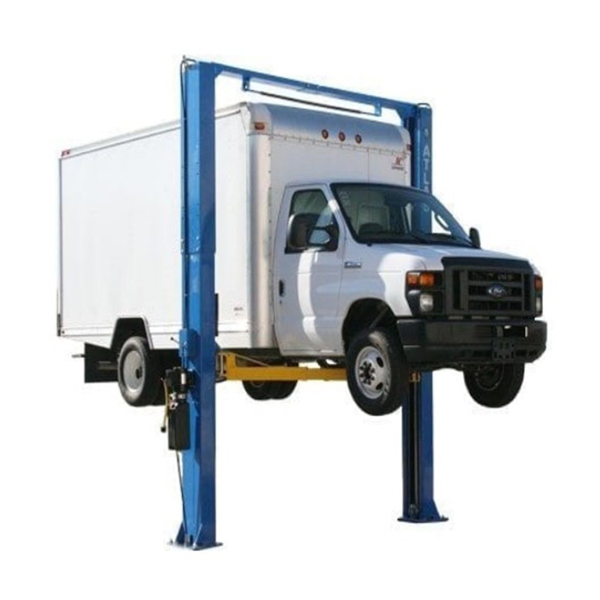 Atlas Automotive Equipment PV15PX 2-Post Commercial Grade Vehicle Lift, 14’ Minimum Ceiling Height, 15,000lb, 13'9"-14'9" Adjustable Height, Clear Floor, Extra Wide/Tall, Dual Direct Drive Cylinders